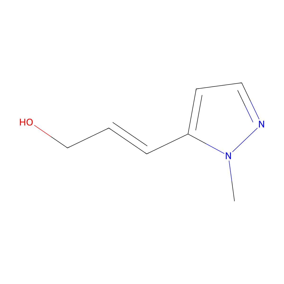 3-(1-methyl-1H-pyrazol-5-yl)prop-2-en-1-ol molecular structure, CAS 1603981-17-4