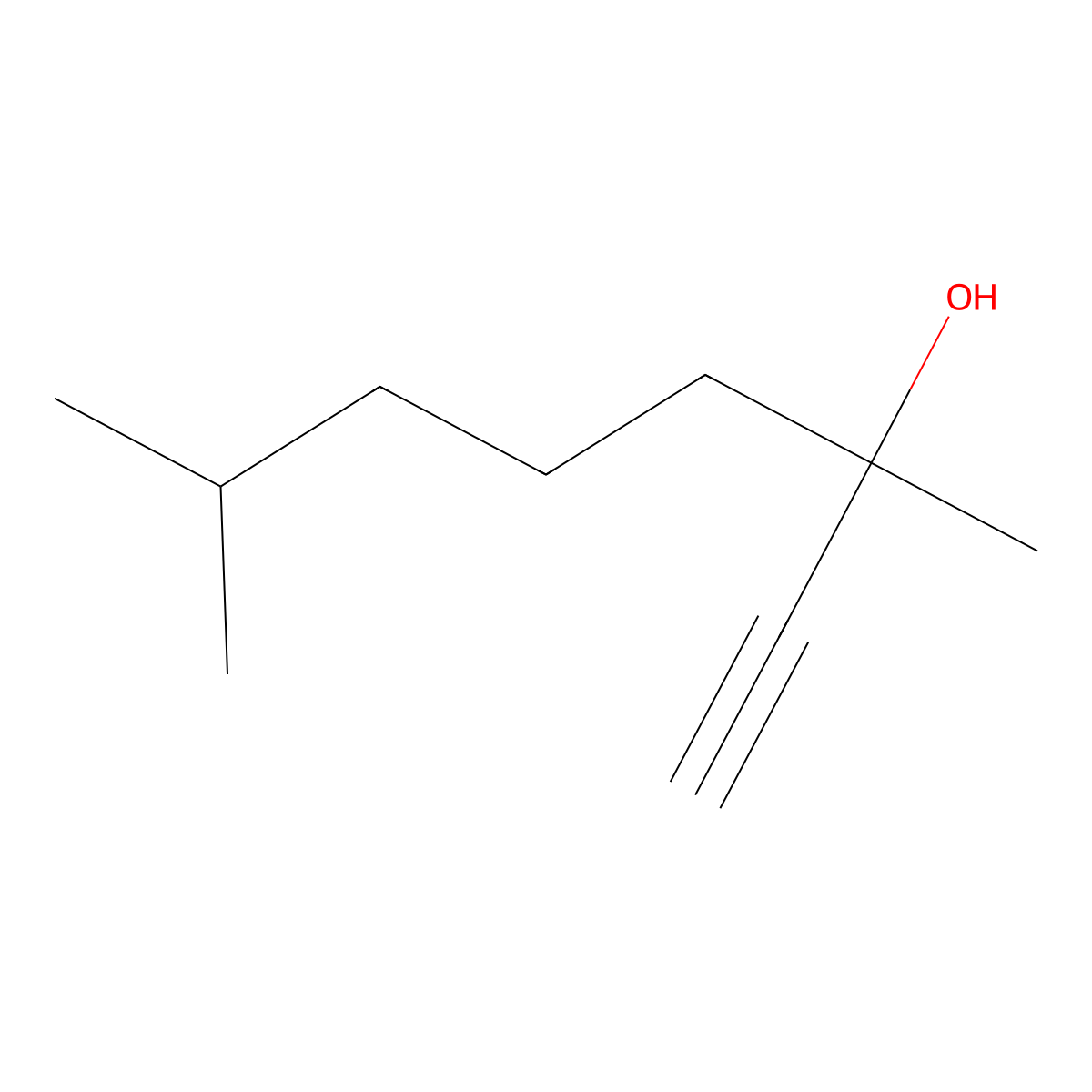 3,7-Dimethyl-1-octyn-3-ol molecular structure, CAS 1604-26-8