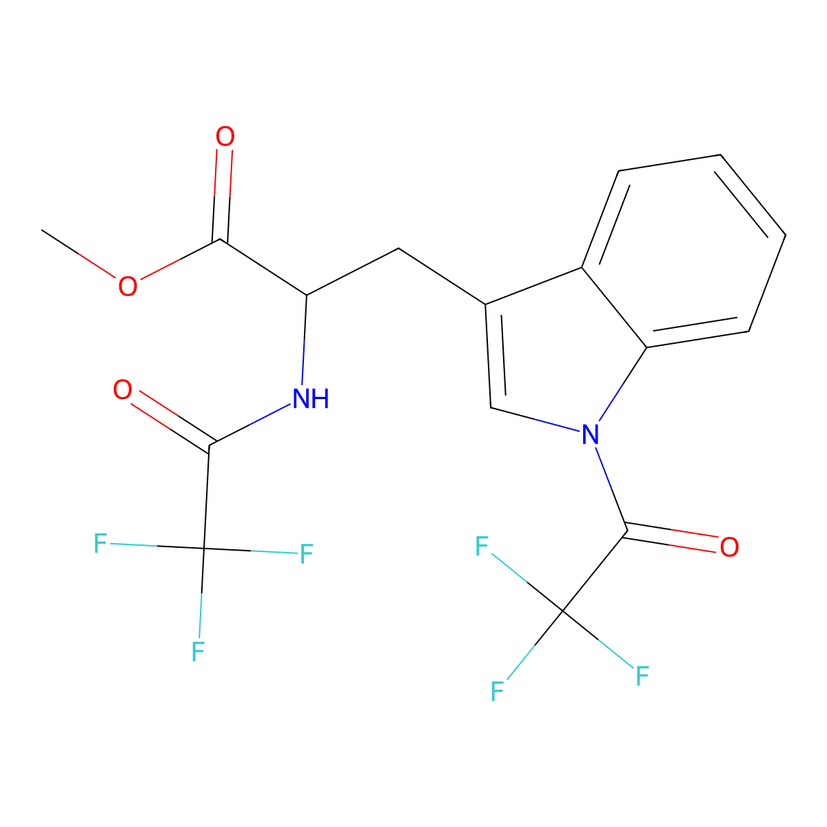 methyl (2S)-2-[(2,2,2-trifluoroacetyl)amino]-3-[1-(2,2,2-trifluoroacetyl)indol-3-yl]propanoate molecular structure, CAS 1604-48-4