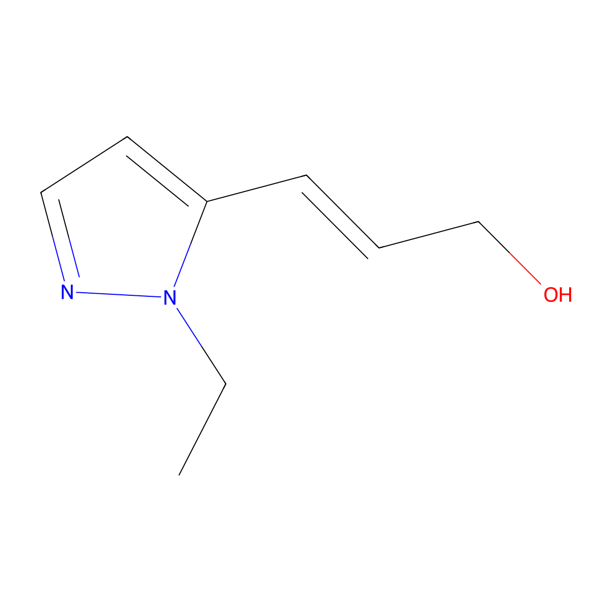 3-(1-ethyl-1H-pyrazol-5-yl)prop-2-en-1-ol molecular structure, CAS 1604006-27-0