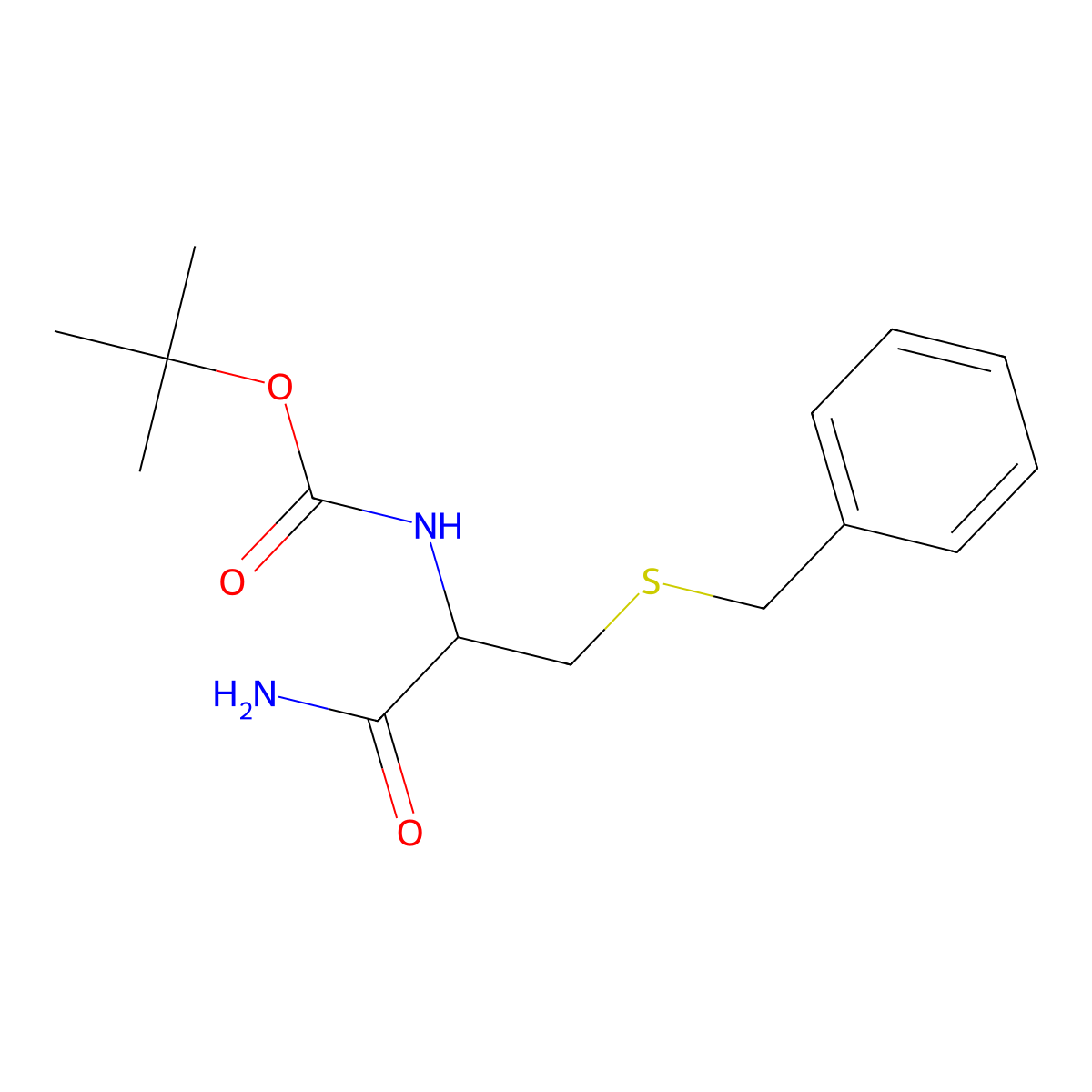 Carbamic acid, [2-amino-2-oxo-1-[[(phenylmethyl)thio]methyl]ethyl]-, 1,1-dimethylethyl ester molecular structure, CAS 160401-21-8