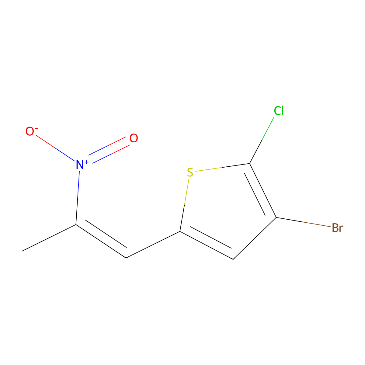 3-Bromo-2-chloro-5-(2-nitroprop-1-en-1-yl)thiophene molecular structure, CAS 1604019-06-8