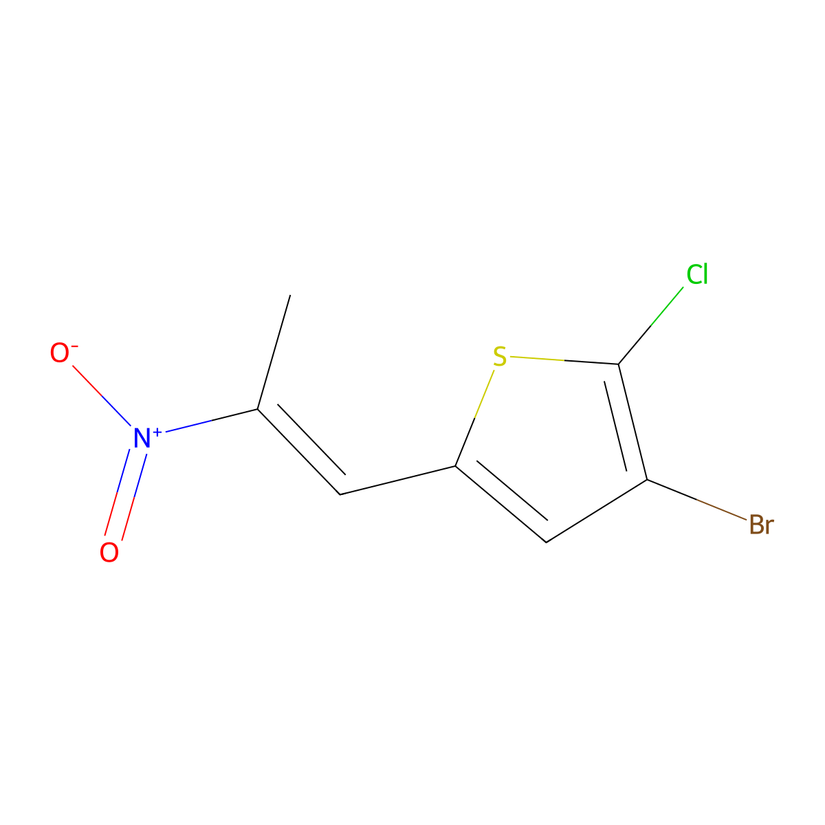 3-Bromo-2-chloro-5-(2-nitroprop-1-en-1-yl)thiophene molecular structure, CAS 1604019-06-8