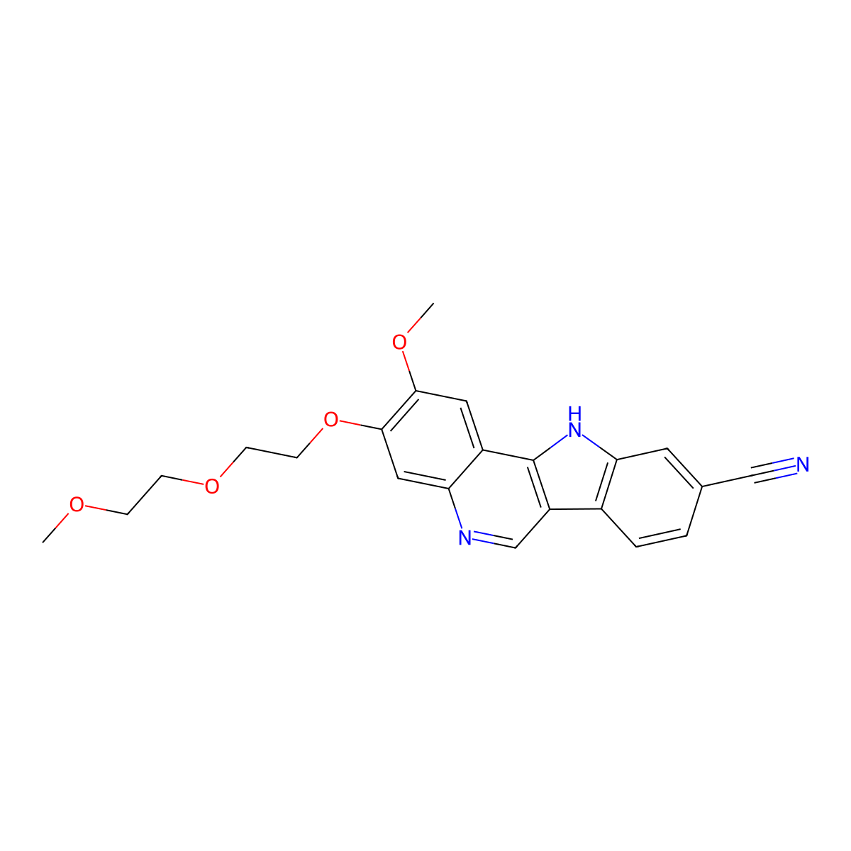2-Methoxy-3-(2-(2-methoxyethoxy)ethoxy)-11h-indolo[3,2-c]quinoline-9-carbonitrile molecular structure, CAS 1604034-78-7