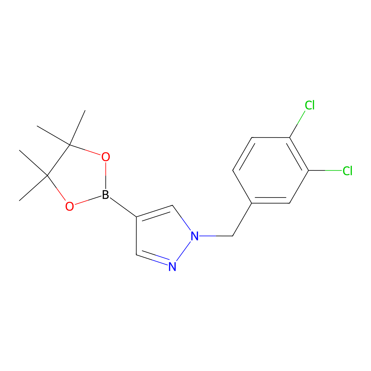 1-(3,4-Dichlorobenzyl)-4-(4,4,5,5-tetramethyl-1,3,2-dioxaborolan-2-yl)-1H-pyrazole molecular structure, CAS 1604036-61-4