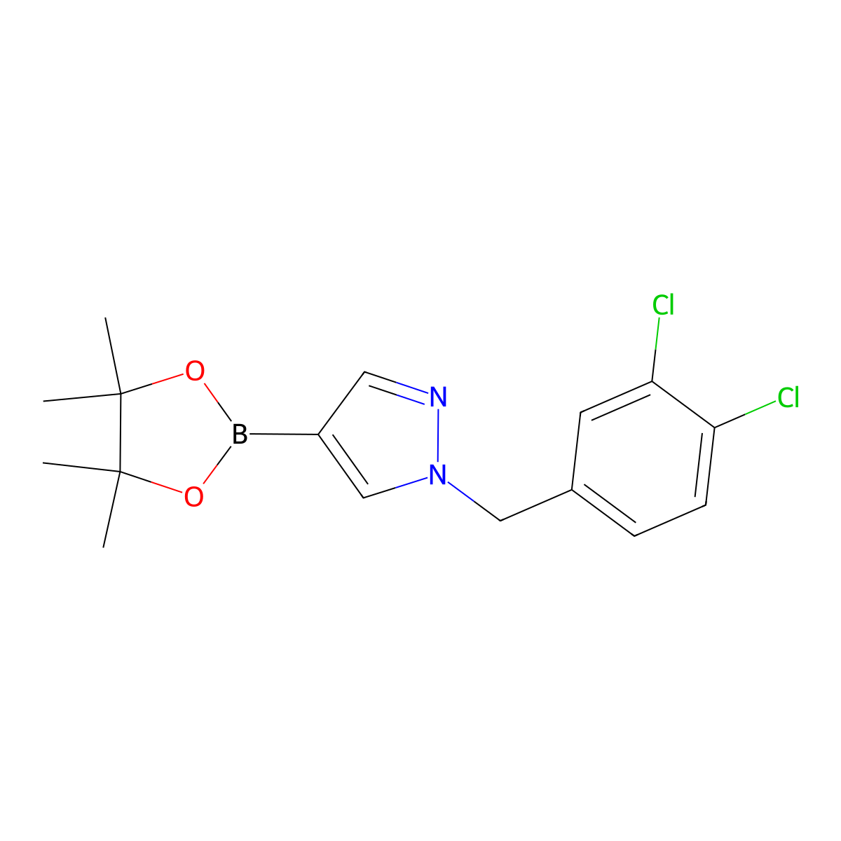1-(3,4-Dichlorobenzyl)-4-(4,4,5,5-tetramethyl-1,3,2-dioxaborolan-2-yl)-1H-pyrazole molecular structure, CAS 1604036-61-4