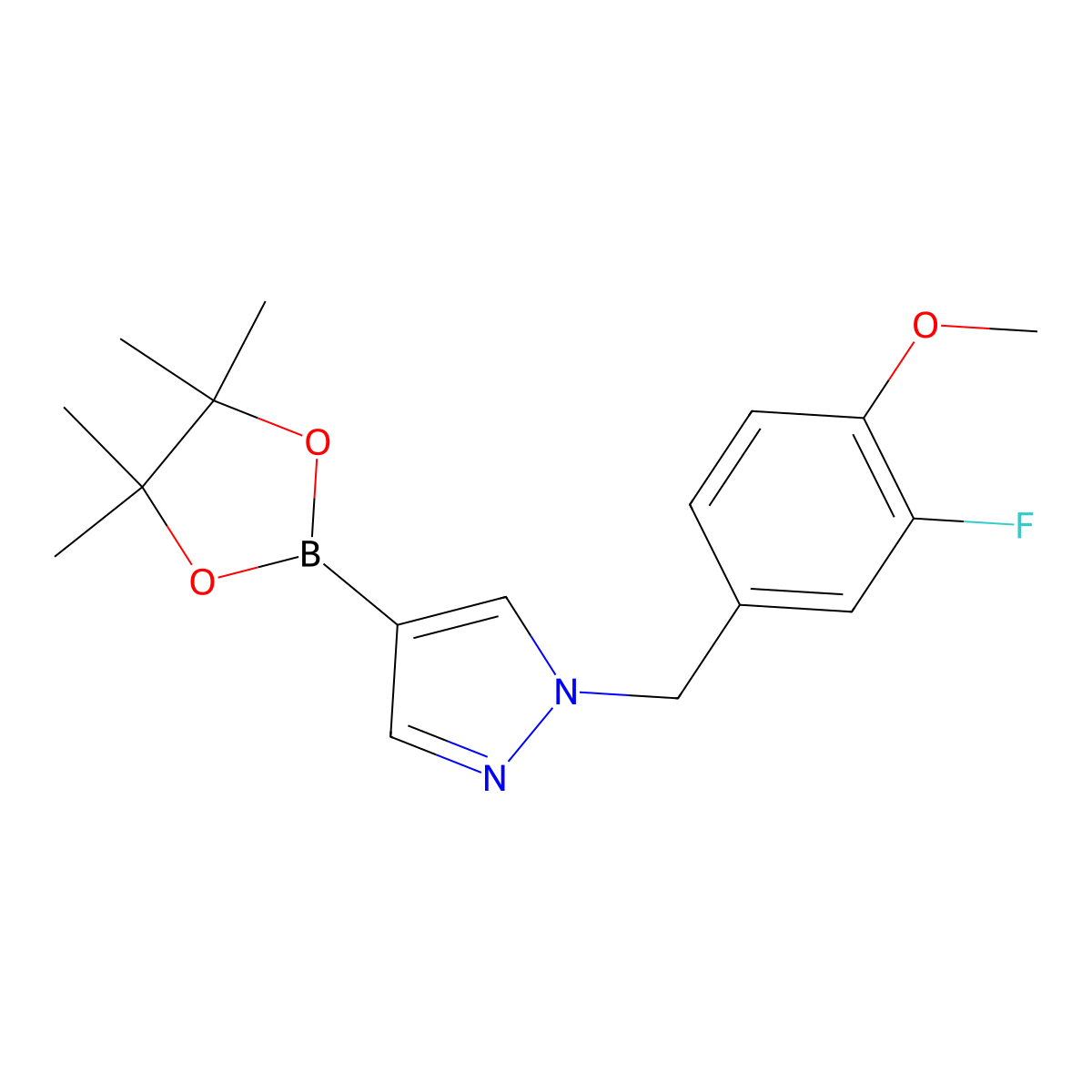 1-(3-Fluoro-4-methoxybenzyl)-4-(4,4,5,5-tetramethyl-1,3,2-dioxaborolan-2-yl)-1H-pyrazole molecular structure, CAS 1604036-67-0