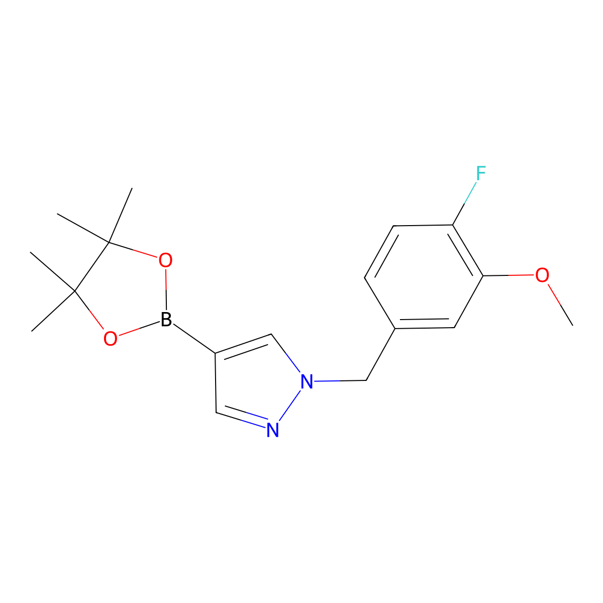 1-(4-Fluoro-3-methoxybenzyl)-4-(4,4,5,5-tetramethyl-1,3,2-dioxaborolan-2-yl)-1H-pyrazole molecular structure, CAS 1604036-68-1