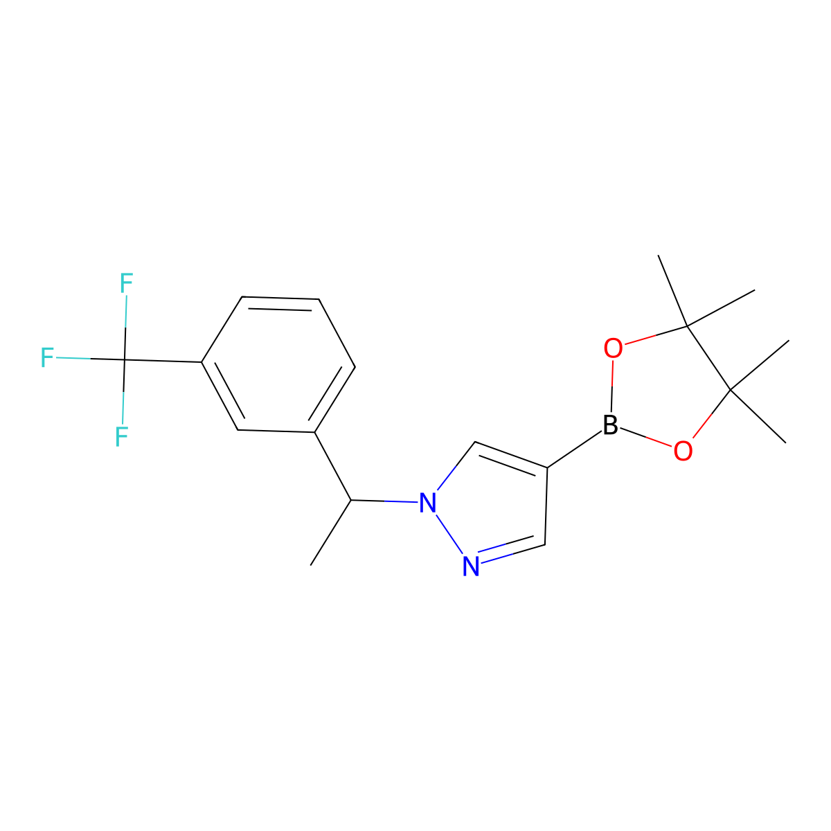 4-(4,4,5,5-Tetramethyl-1,3,2-dioxaborolan-2-yl)-1-(1-(3-(trifluoro-methyl)phenyl)ethyl)-1H-pyrazole molecular structure, CAS 1604036-71-6