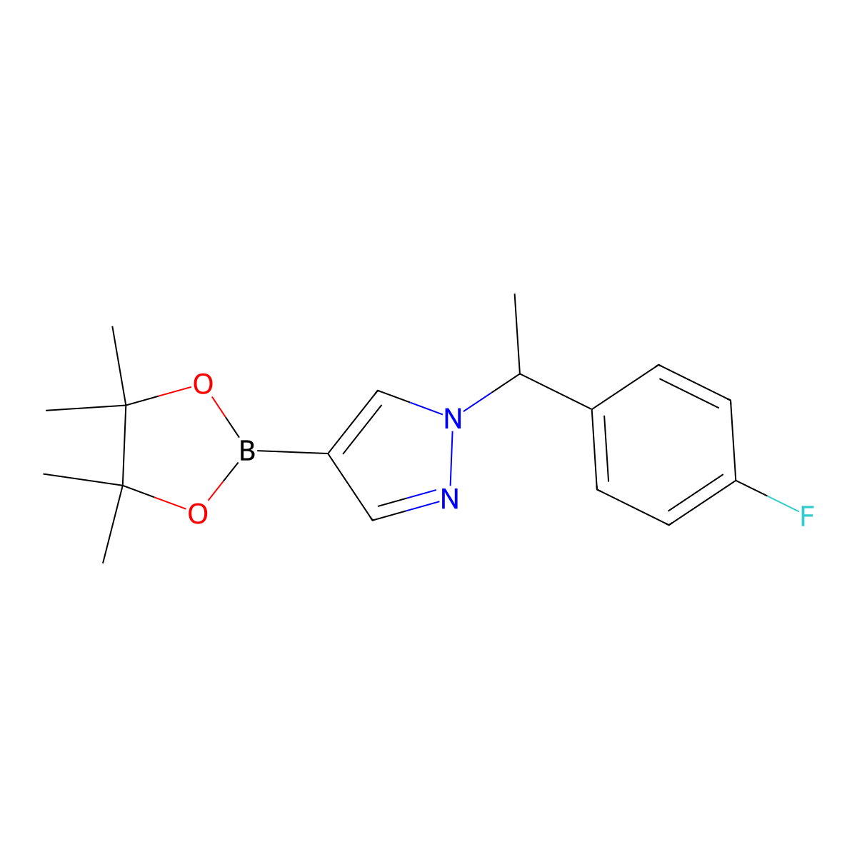1-(1-(4-Fluorophenyl)ethyl)-4-(4,4,5,5-tetramethyl-1,3,2-dioxaborolan-2-yl)-1H-pyrazole molecular structure, CAS 1604036-73-8