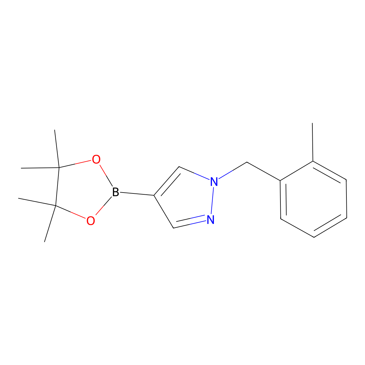 1-(2-Methylbenzyl)-4-(4,4,5,5-tetramethyl-1,3,2-dioxaborolan-2-yl)-1H-pyrazole molecular structure, CAS 1604036-74-9