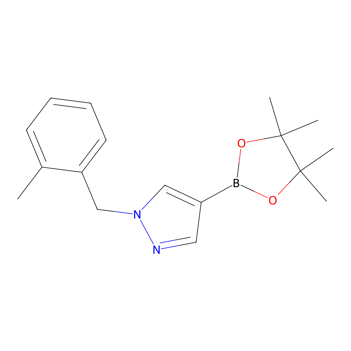 1-(2-Methylbenzyl)-4-(4,4,5,5-tetramethyl-1,3,2-dioxaborolan-2-yl)-1H-pyrazole molecular structure, CAS 1604036-74-9