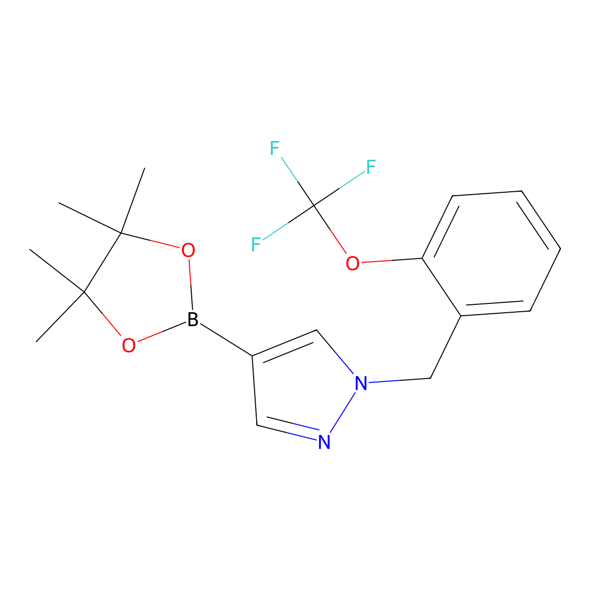 4-(4,4,5,5-Tetramethyl-1,3,2-dioxaborolan-2-yl)-1-(2-(trifluoromethoxy)benzyl)-1H-pyrazole molecular structure, CAS 1604036-79-4