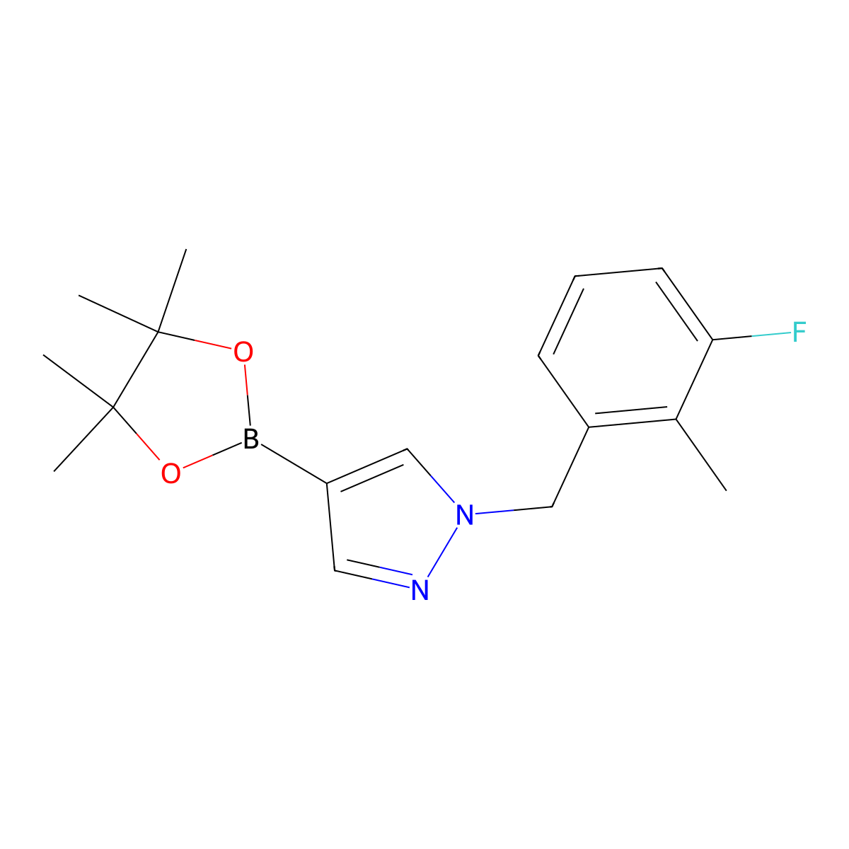 1-(3-Fluoro-2-methylbenzyl)-4-(4,4,5,5-tetramethyl-1,3,2-dioxaborolan-2-yl)-1H-pyrazole molecular structure, CAS 1604036-88-5