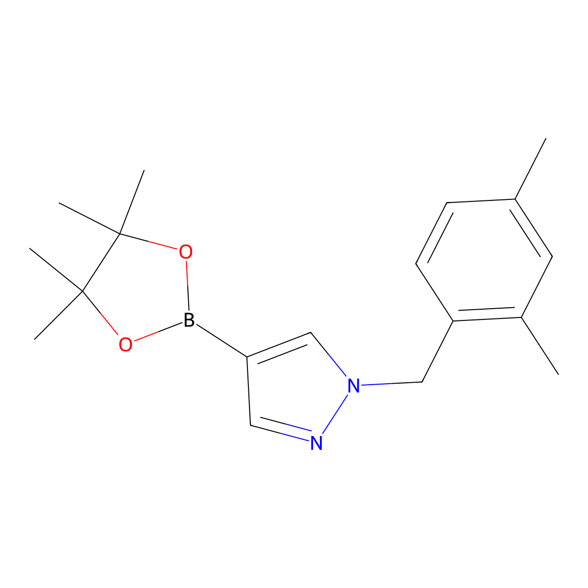 1-(2,4-Dimethylbenzyl)-4-(4,4,5,5-tetramethyl-1,3,2-dioxaborolan-2-yl)-1H-pyrazole molecular structure, CAS 1604036-90-9