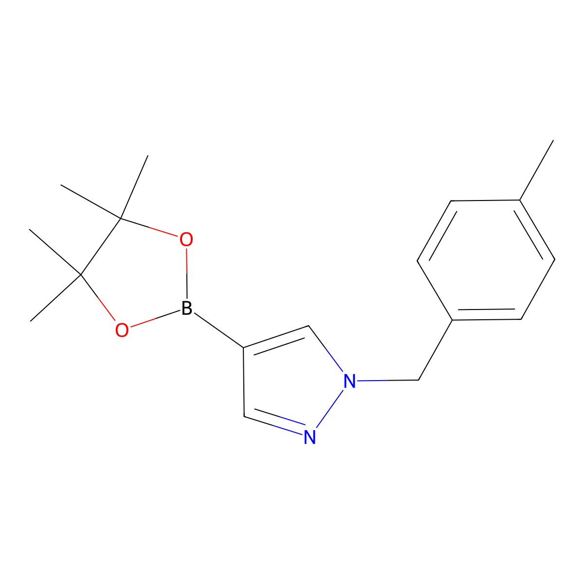 1-(4-Methyl-benzyl)-4-(4,4,5,5-tetramethyl-[1,3,2]dioxaborolan-2-yl)-1H-pyrazole molecular structure, CAS 1604036-91-0