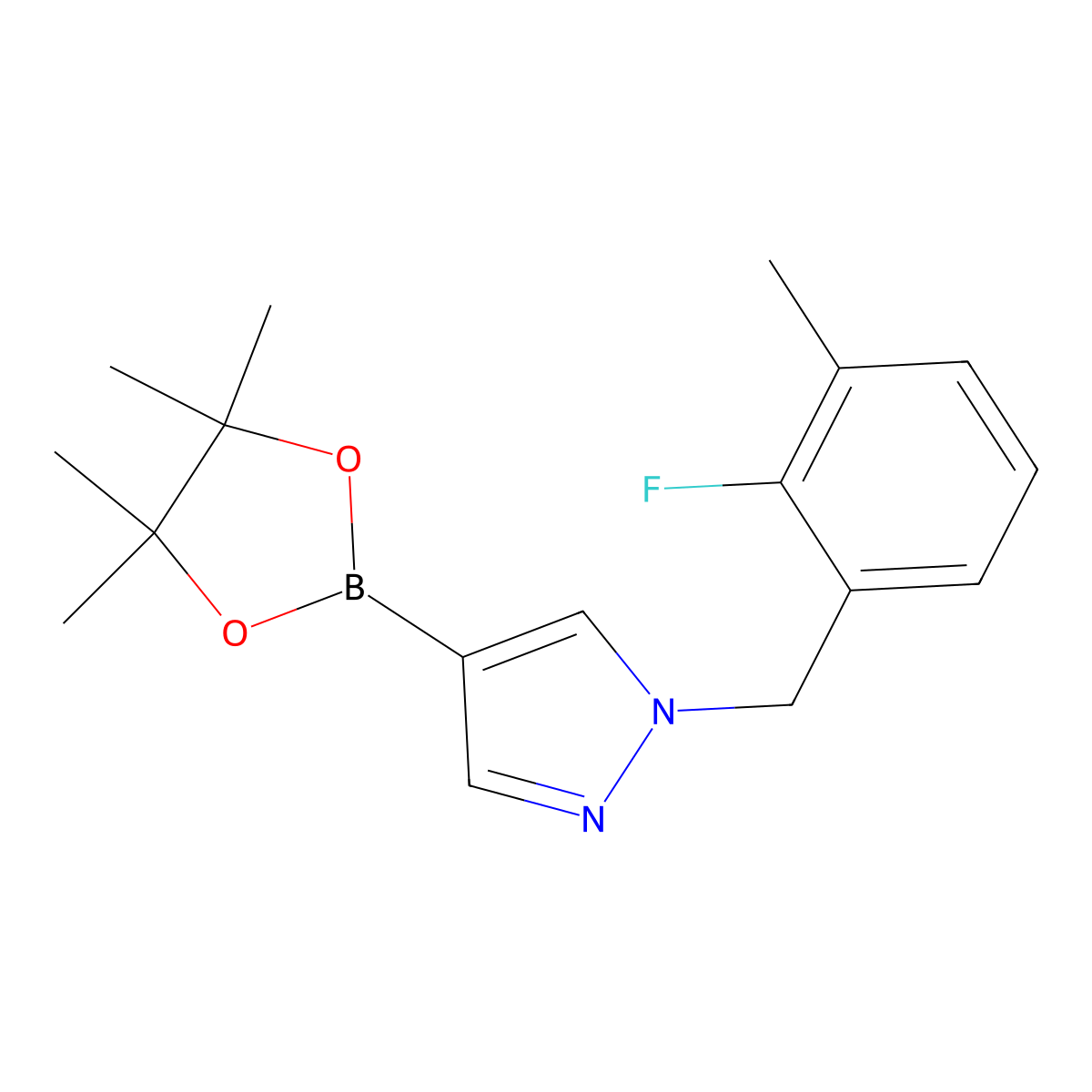 1-(2-Fluoro-3-methylbenzyl)-4-(4,4,5,5-tetramethyl-1,3,2-dioxaborolan-2-yl)-1H-pyrazole molecular structure, CAS 1604036-95-4