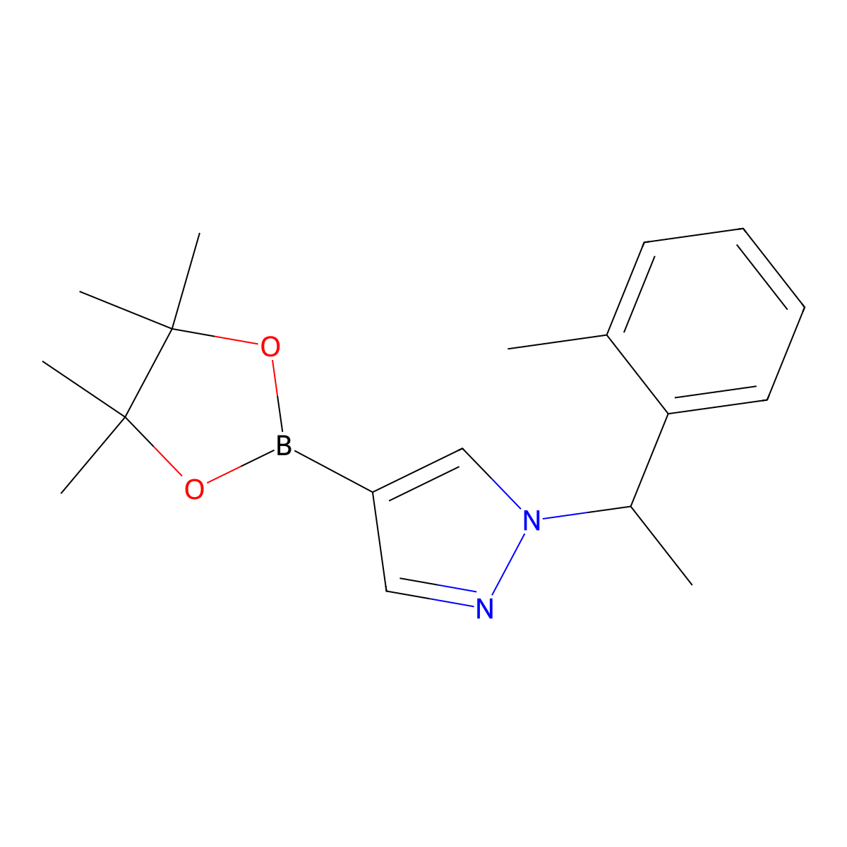 4-(4,4,5,5-Tetramethyl-1,3,2-dioxaborolan-2-yl)-1-(1-o-tolylethyl)-1H-pyrazole molecular structure, CAS 1604036-99-8