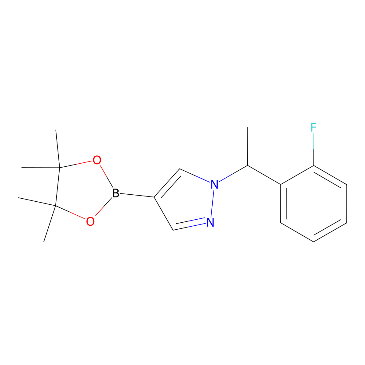 1-(1-(2-Fluorophenyl)ethyl)-4-(4,4,5,5-tetramethyl-1,3,2-dioxaborolan-2-yl)-1H-pyrazole molecular structure, CAS 1604037-01-5