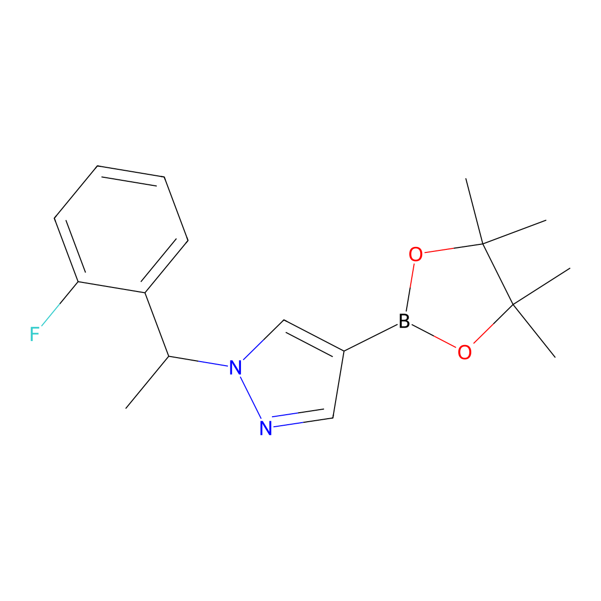 1-(1-(2-Fluorophenyl)ethyl)-4-(4,4,5,5-tetramethyl-1,3,2-dioxaborolan-2-yl)-1H-pyrazole molecular structure, CAS 1604037-01-5