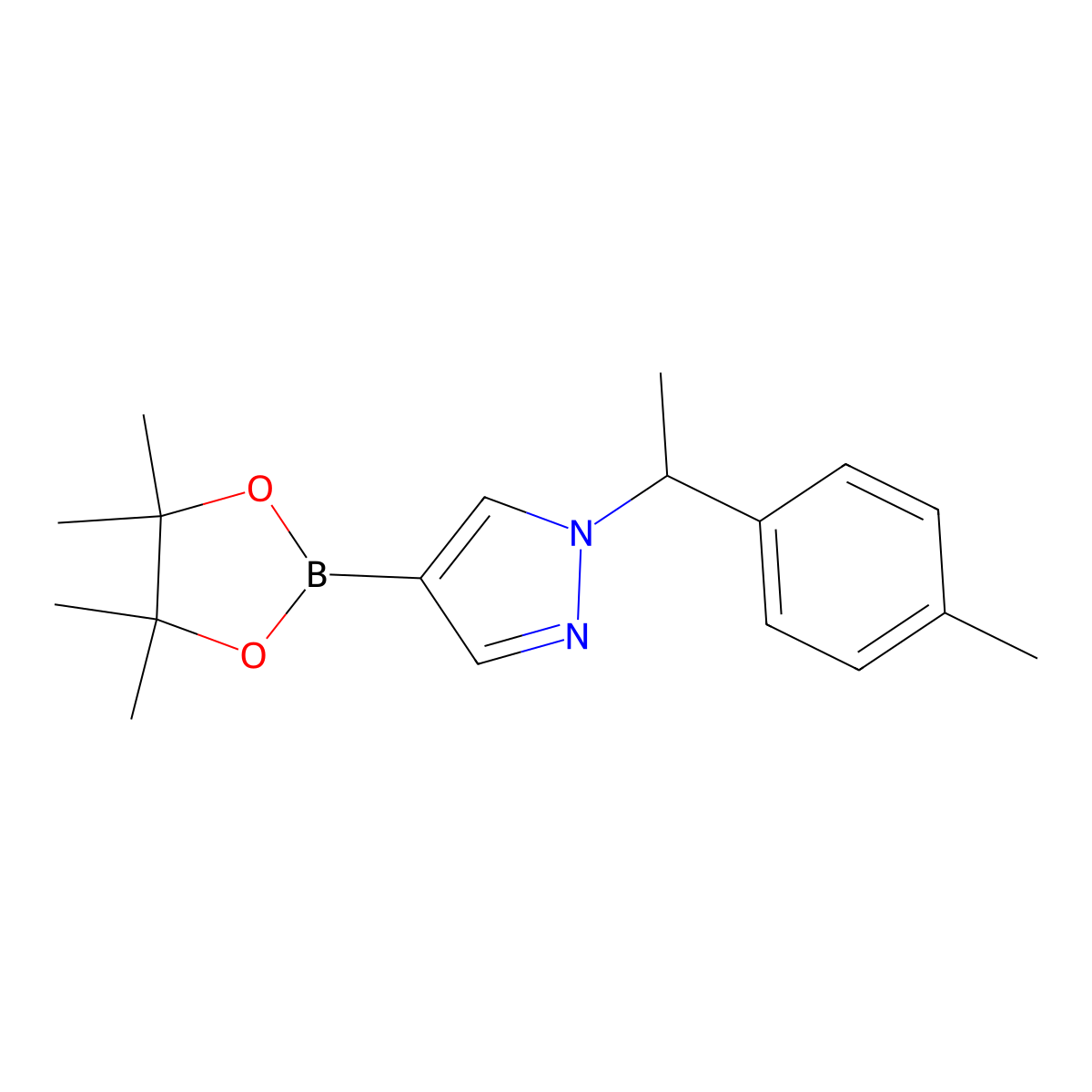 1-(1-(4-Methylphenyl)ethyl)-4-(4,4,5,5-tetramethyl-1,3,2-dioxaborolan-2-yl)-1H-pyrazole molecular structure, CAS 1604037-05-9