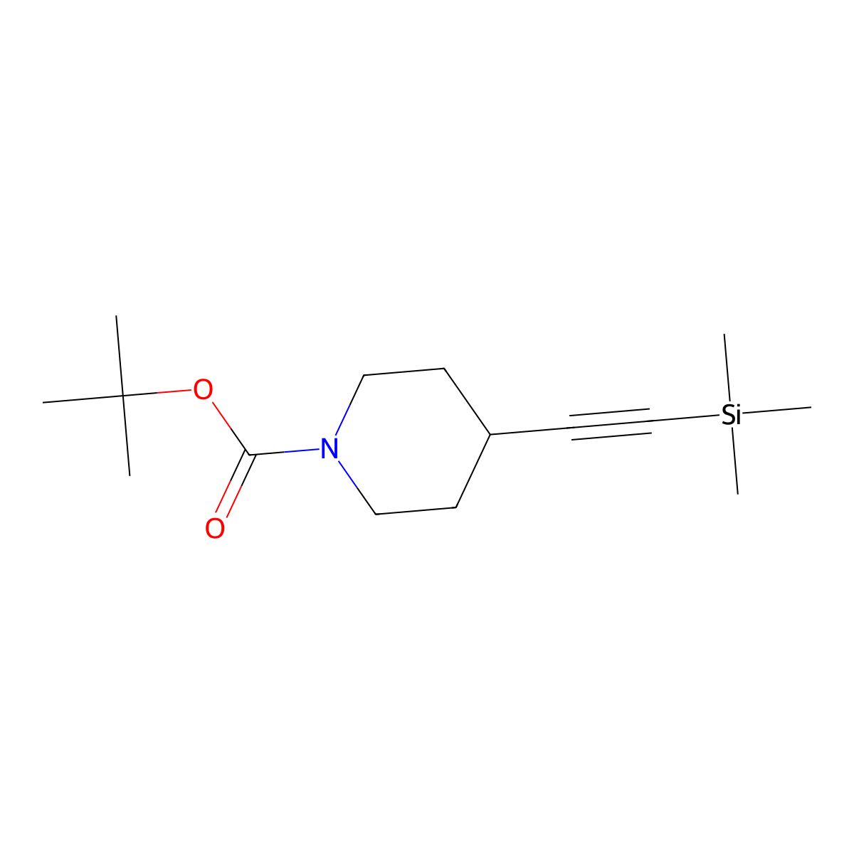 tert-Butyl 4-((trimethylsilyl)ethynyl)piperidine-1-carboxylate molecular structure, CAS 1604039-50-0