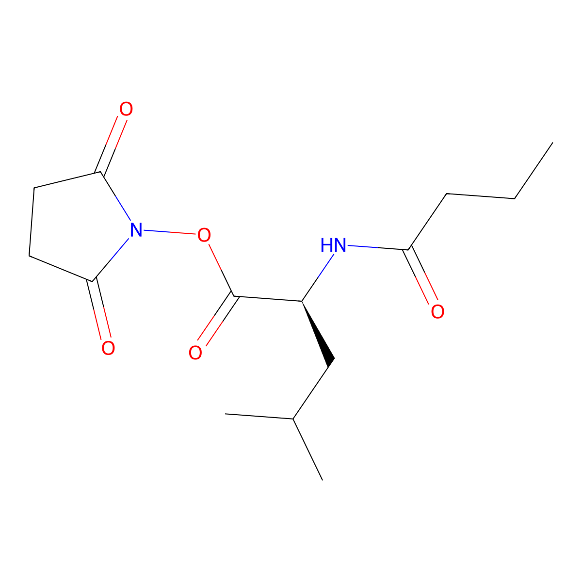 L-Leucine, N-(1-oxobutyl)-, 2,5-dioxo-1-pyrrolidinyl ester molecular structure, CAS 1604040-21-2