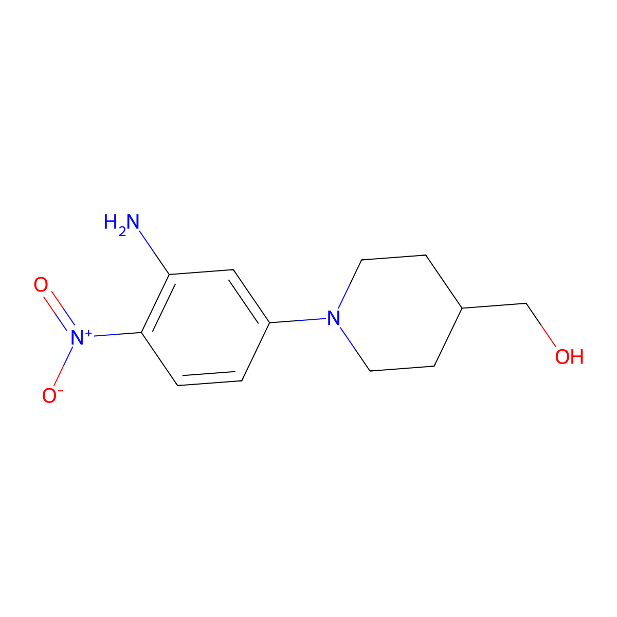 [1-(3-Amino-4-nitrophenyl)piperidin-4-yl]methanol molecular structure, CAS 1604046-43-6