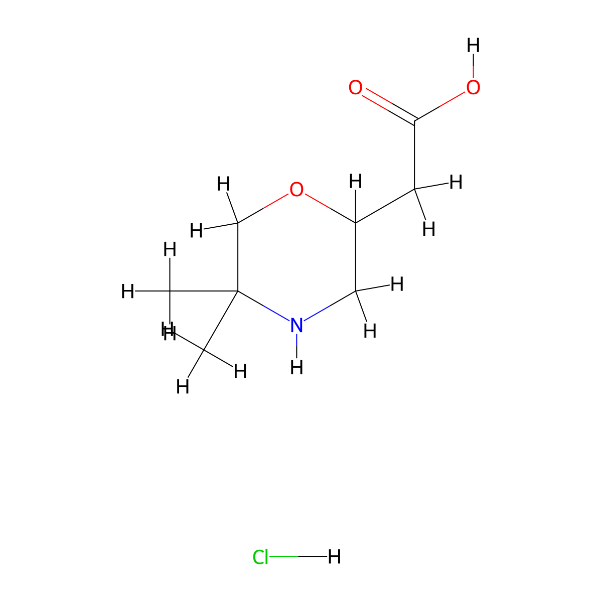(5,5-Dimethyl-morpholin-2-yl)-acetic acid hydrochloride molecular structure, CAS 160415-03-2