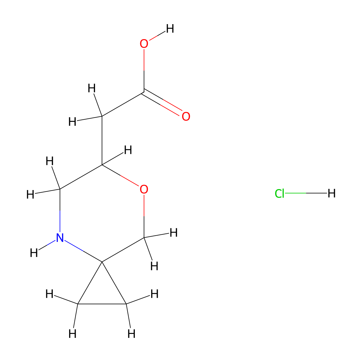 2-{7-Oxa-4-azaspiro[2.5]octan-6-yl}aceticacidhydrochloride molecular structure, CAS 160415-13-4