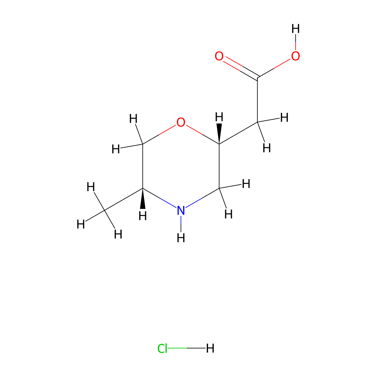 rac-2-[(2R,5R)-5-methylmorpholin-2-yl]acetic acid hydrochloride molecular structure, CAS 160415-26-9
