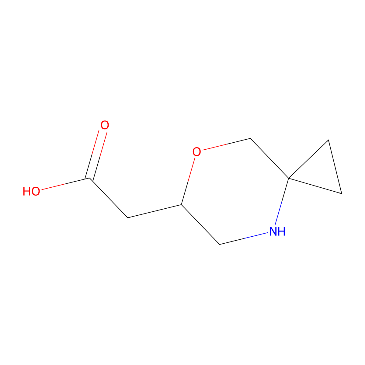 2-{7-Oxa-4-azaspiro[2.5]octan-6-yl}acetic acid molecular structure, CAS 160415-43-0