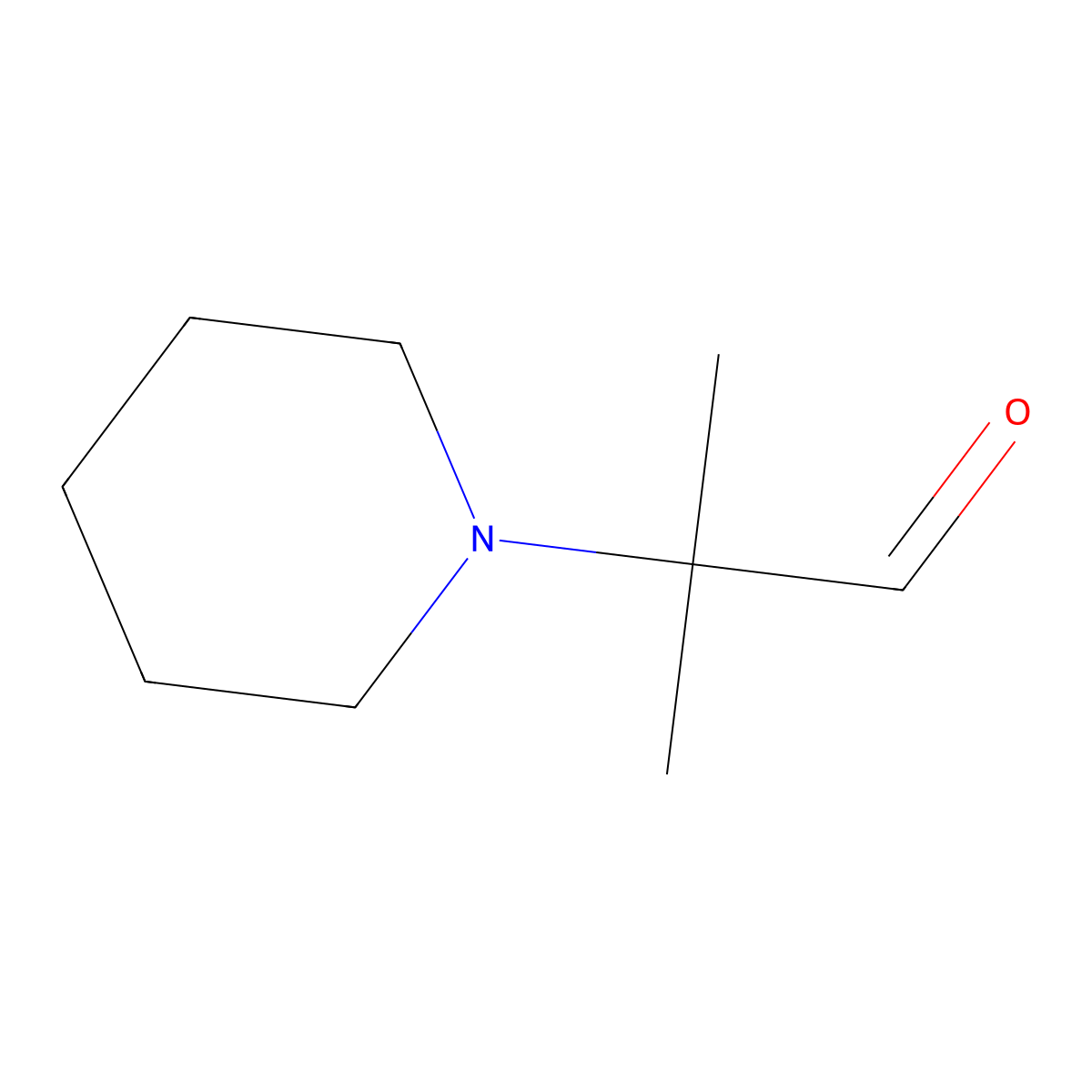 2-Methyl-2-(piperidin-1-yl)propanal molecular structure, CAS 16042-93-6