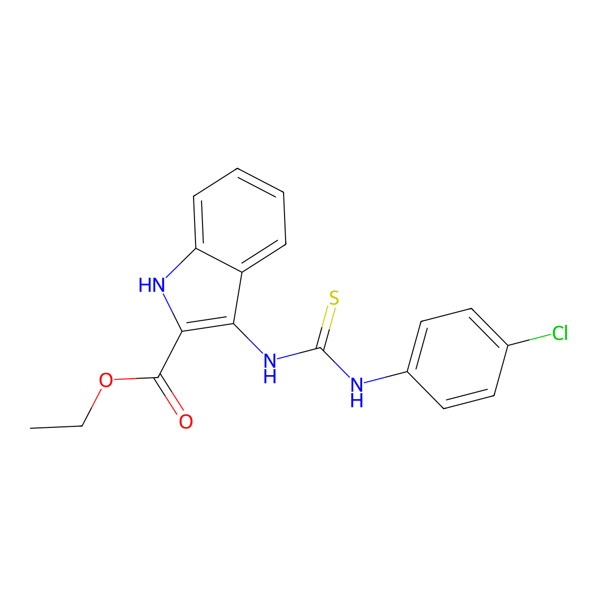 ethyl 3-(3-(4-chlorophenyl)thioureido)-1H-indole-2-carboxylate molecular structure, CAS 160424-49-7