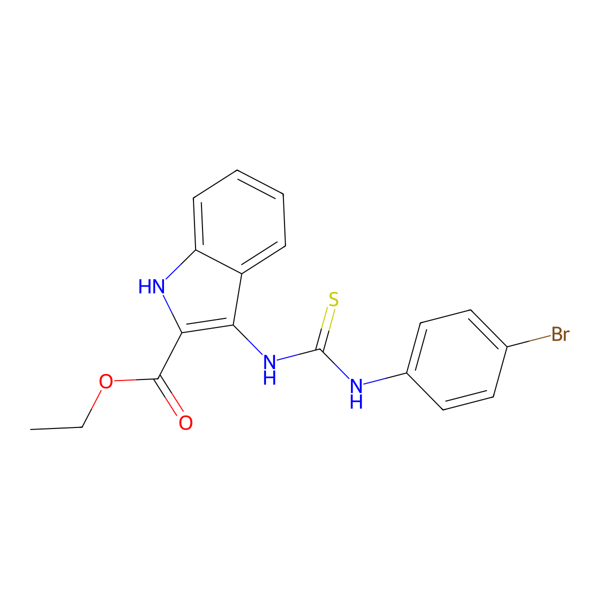 ethyl 3-(3-(4-bromophenyl)thioureido)-1H-indole-2-carboxylate molecular structure, CAS 160424-50-0