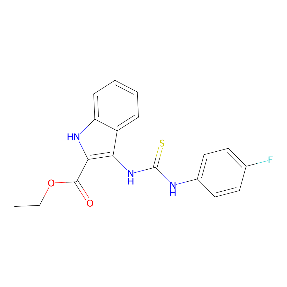 ethyl 3-[(4-fluorophenyl)carbamothioylamino]-1H-indole-2-carboxylate molecular structure, CAS 160424-51-1