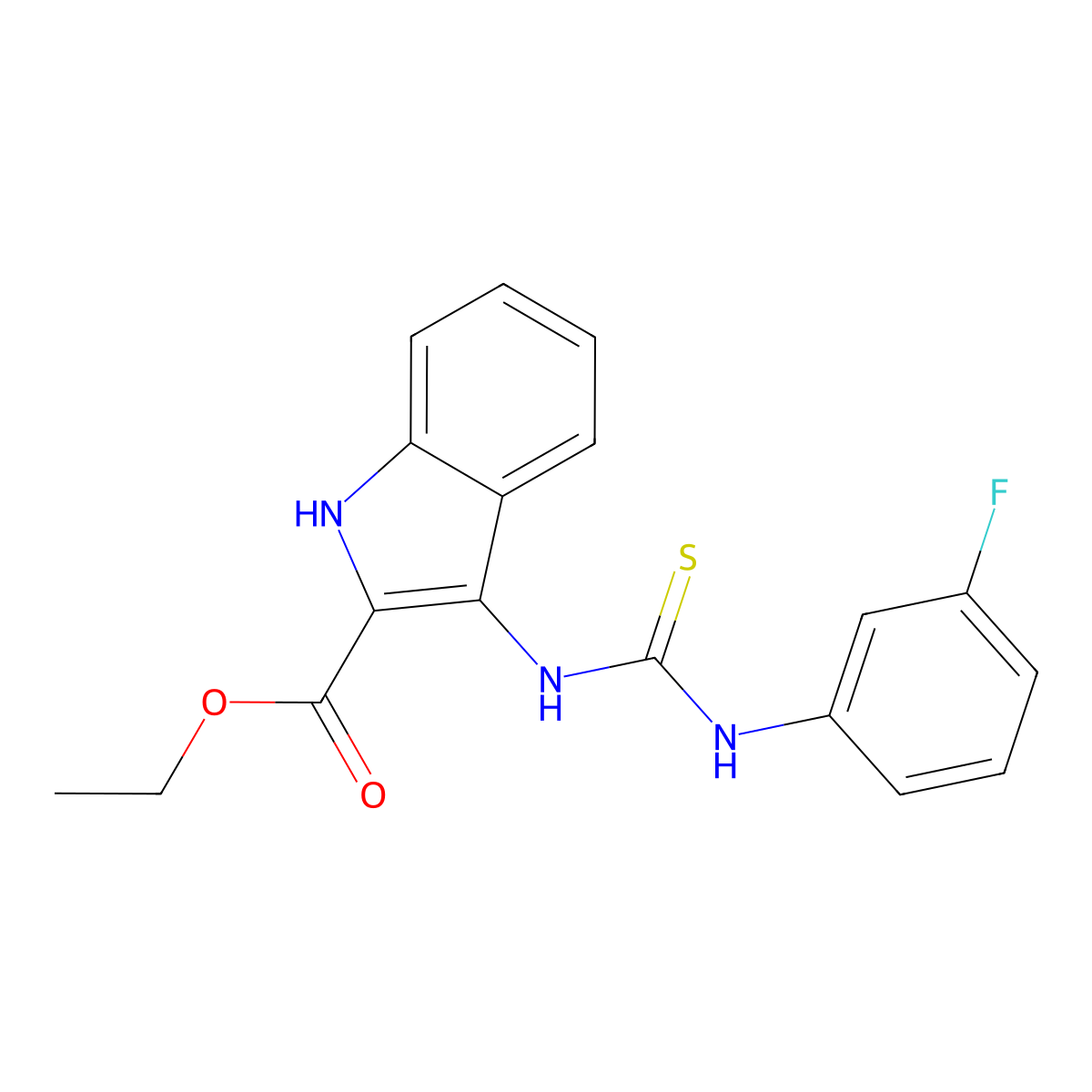 ethyl 3-[(3-fluorophenyl)carbamothioylamino]-1H-indole-2-carboxylate molecular structure, CAS 160424-53-3