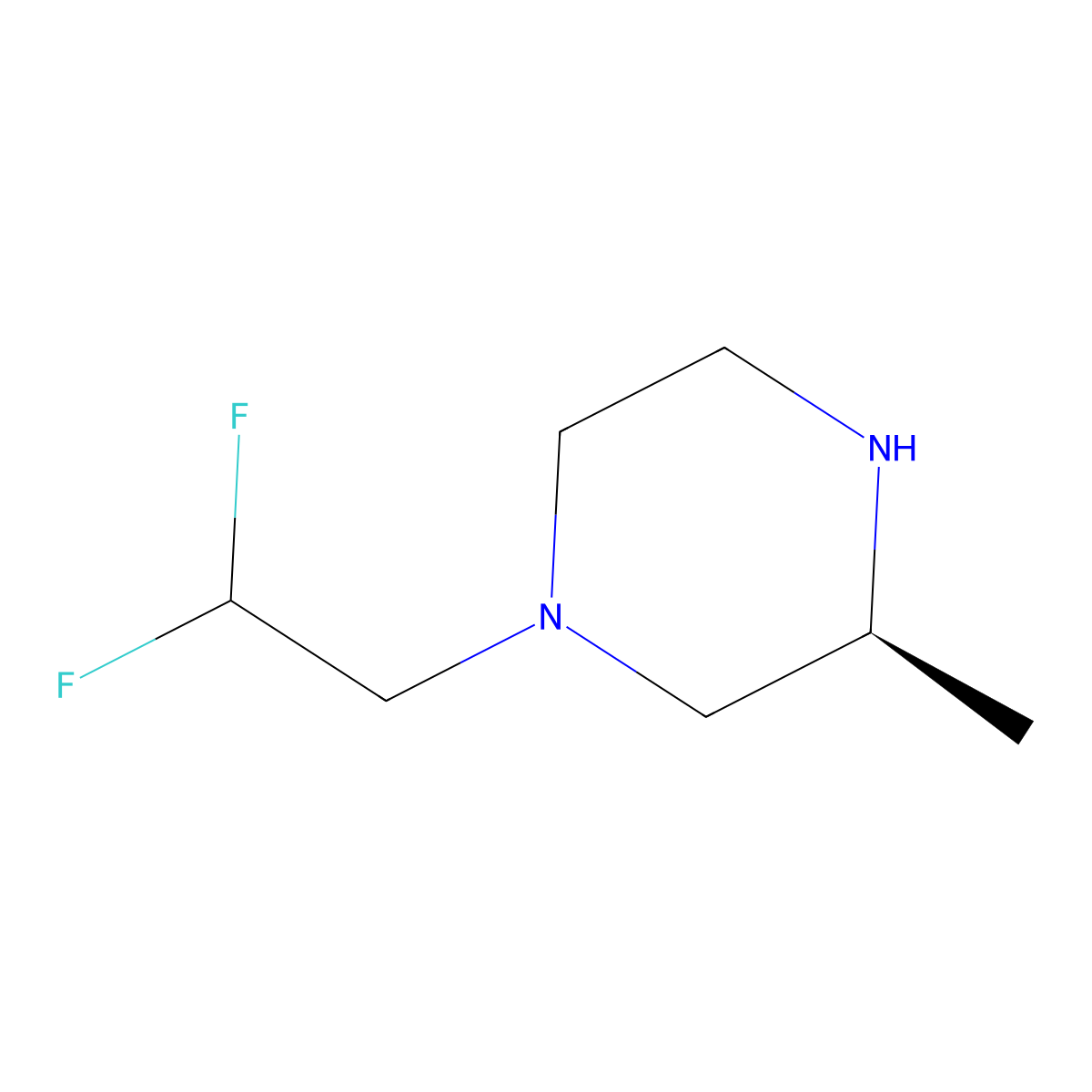 (3S)-1-(2,2-difluoroethyl)-3-methylpiperazine molecular structure, CAS 1604250-61-4