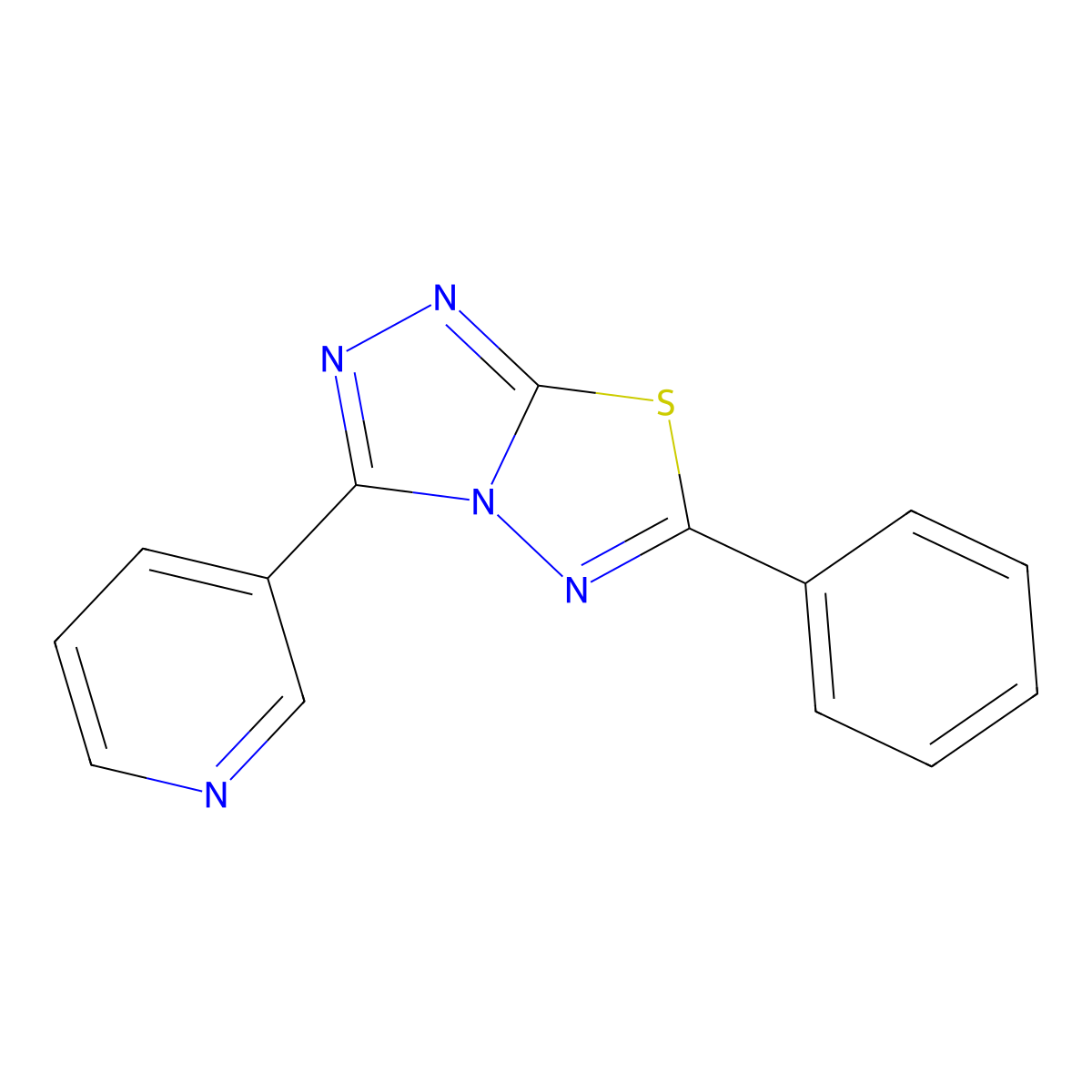 6-Phenyl-3-pyridin-3-yl-[1,2,4]triazolo[3,4-b][1,3,4]thiadiazole molecular structure, CAS 160427-36-1