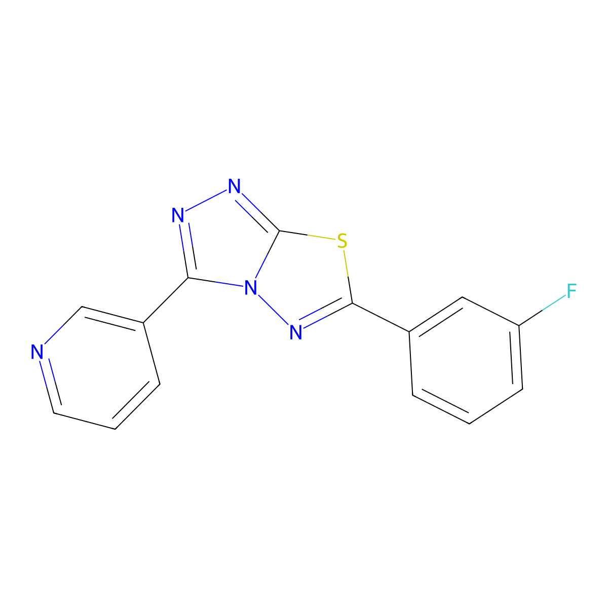 6-(3-Fluorophenyl)-3-pyridin-3-yl-[1,2,4]triazolo[3,4-b][1,3,4]thiadiazole molecular structure, CAS 160427-38-3