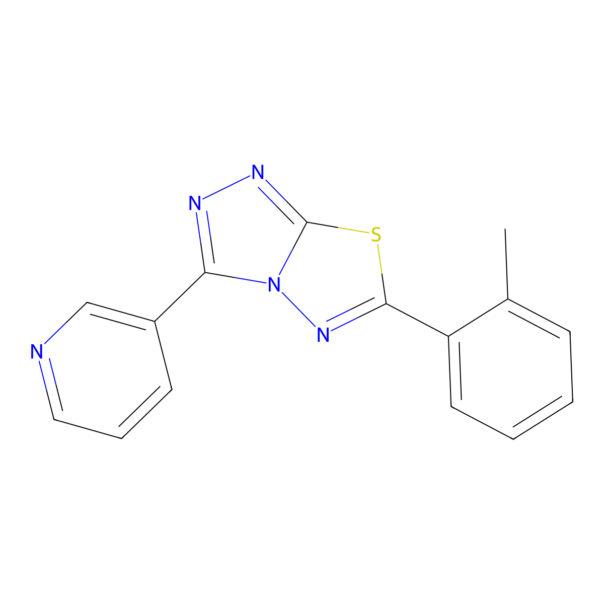 6-(2-Methylphenyl)-3-(3-pyridinyl)[1,2,4]triazolo[3,4-b][1,3,4]thiadiazole molecular structure, CAS 160427-39-4