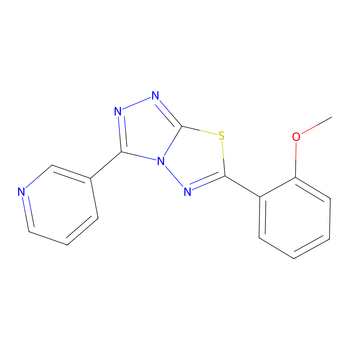6-(2-Methoxyphenyl)-3-pyridin-3-yl-[1,2,4]triazolo[3,4-b][1,3,4]thiadiazole molecular structure, CAS 160427-40-7