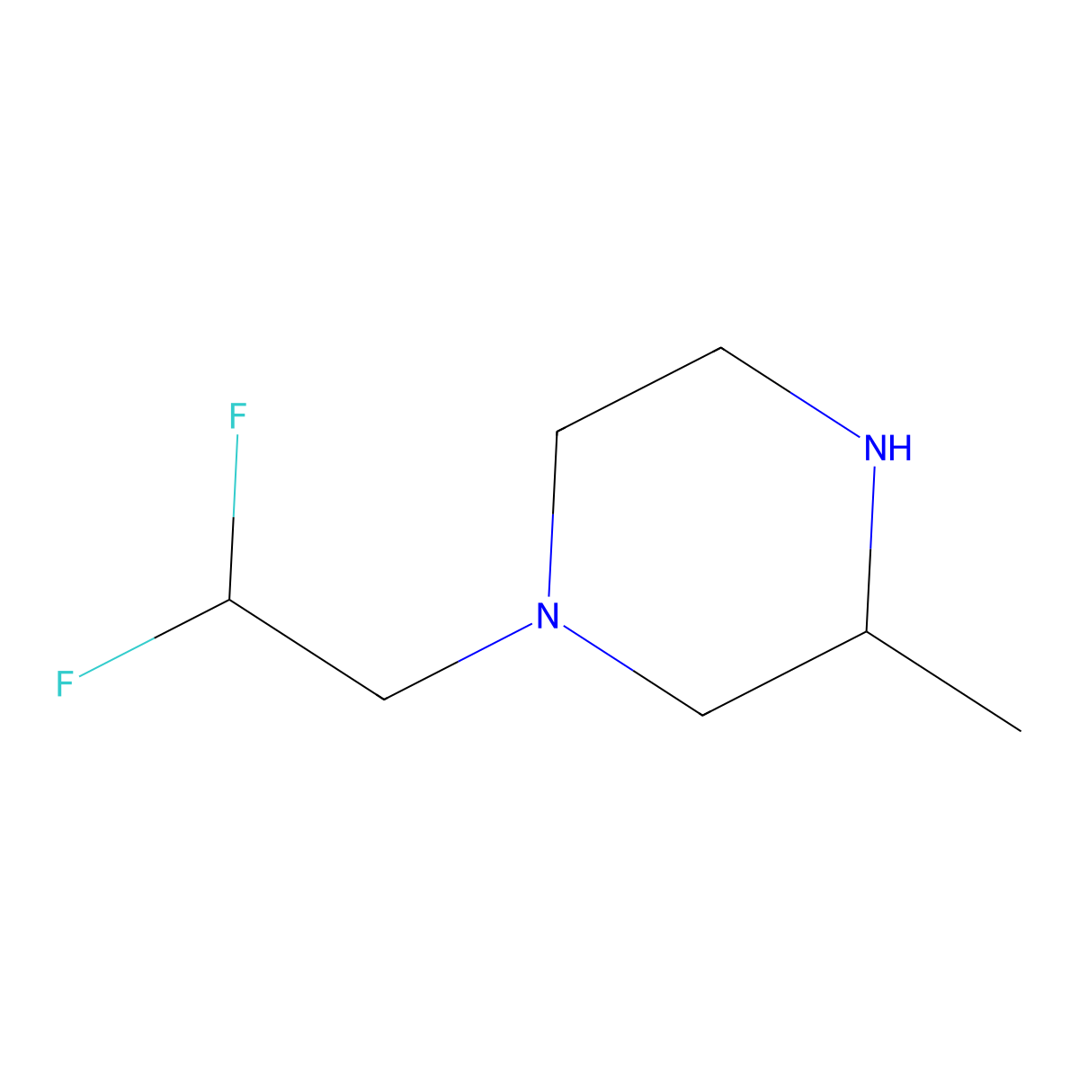 (3R)-1-(2,2-difluoroethyl)-3-methylpiperazine molecular structure, CAS 1604292-43-4