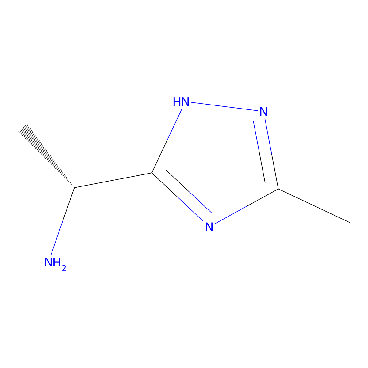 (1R)-1-(3-methyl-1H-1,2,4-triazol-5-yl)ethan-1-amine molecular structure, CAS 1604298-95-4
