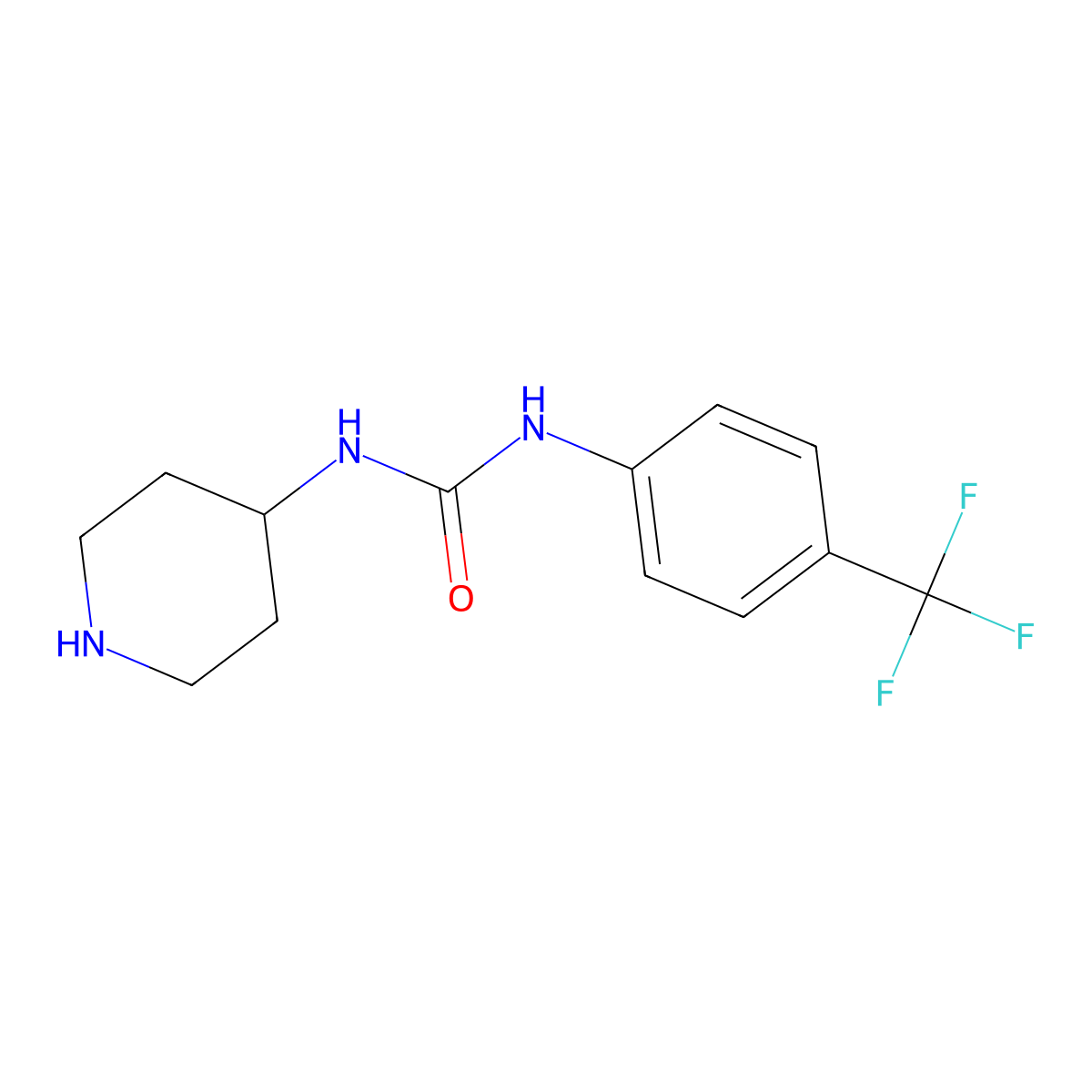 1-(Piperidin-4-yl)-3-(4-(trifluoromethyl)phenyl)urea molecular structure, CAS 160431-85-6