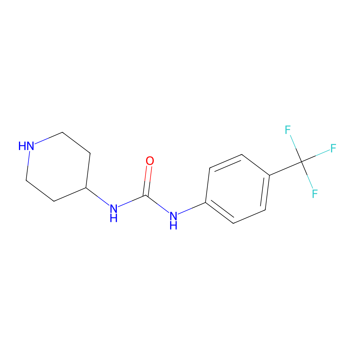 1-(Piperidin-4-yl)-3-(4-(trifluoromethyl)phenyl)urea molecular structure, CAS 160431-85-6