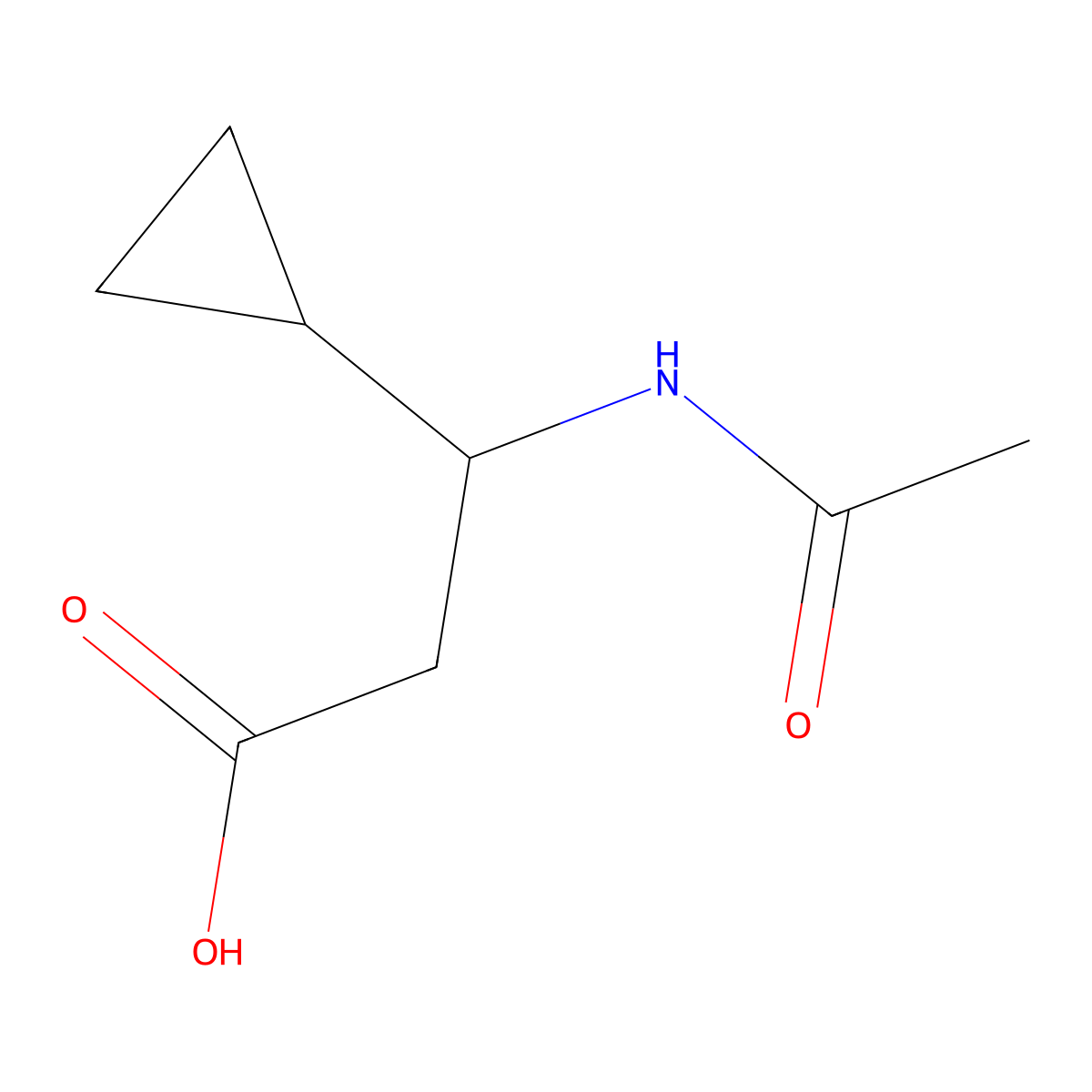 (3R)-3-cyclopropyl-3-acetamidopropanoic acid molecular structure, CAS 1604326-20-6