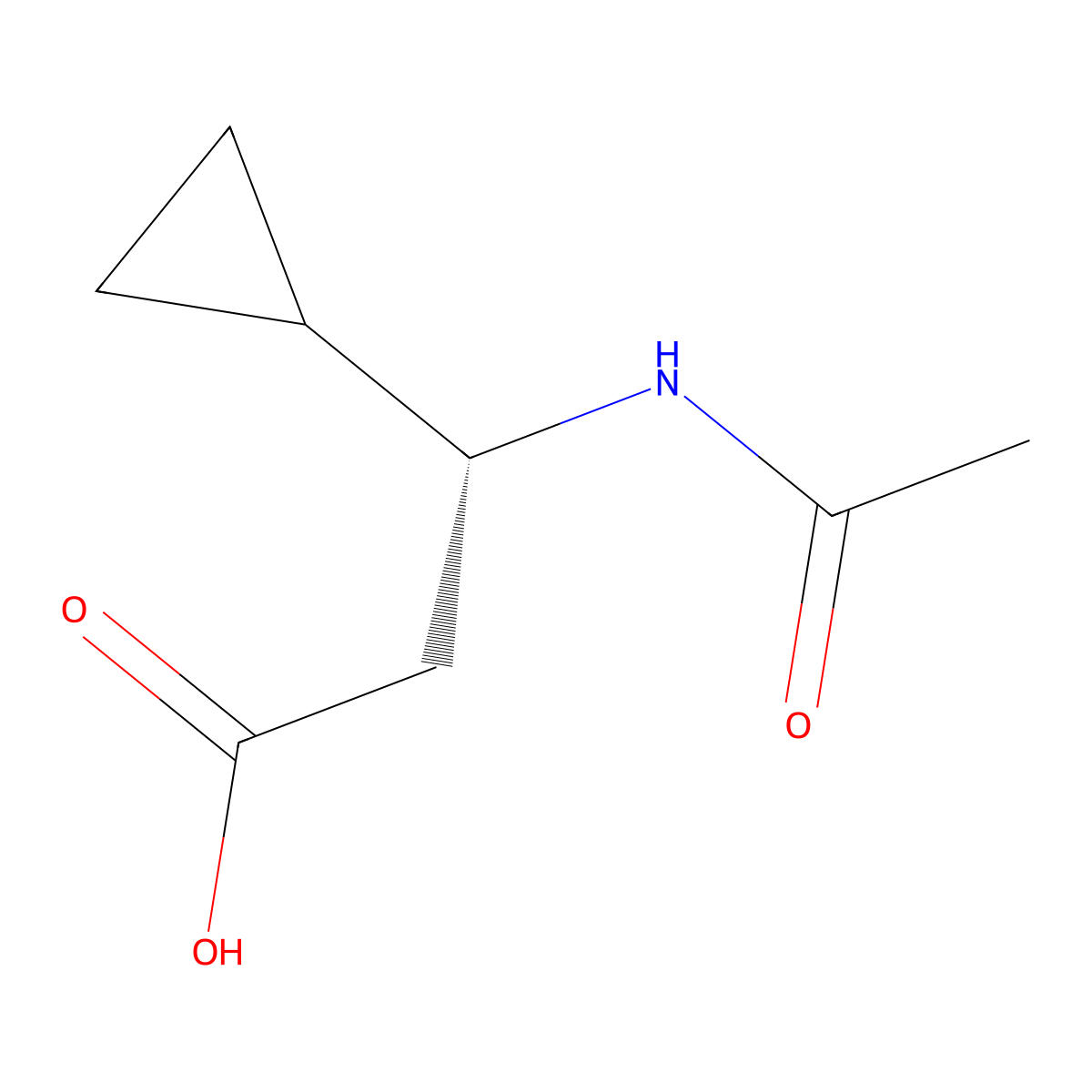 (3R)-3-cyclopropyl-3-acetamidopropanoic acid molecular structure, CAS 1604326-20-6