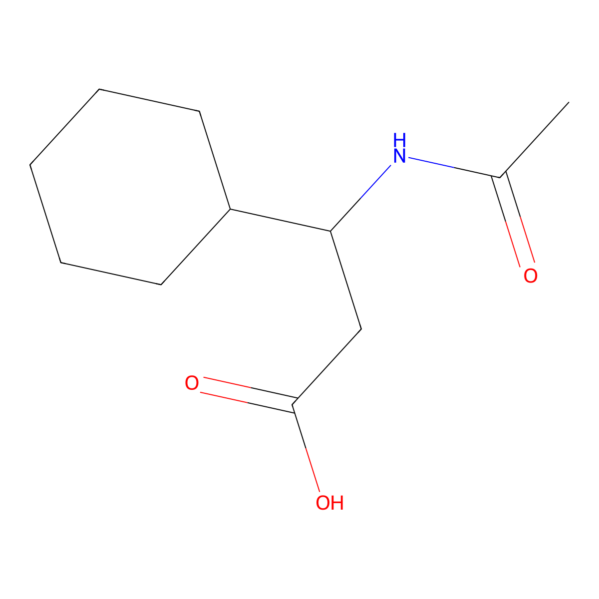 (3S)-3-cyclohexyl-3-acetamidopropanoic acid molecular structure, CAS 1604332-78-6