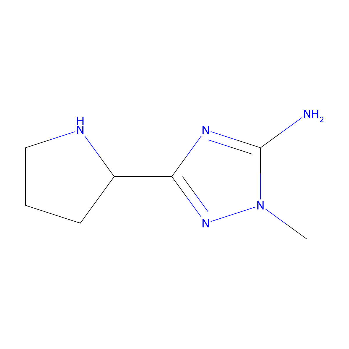 1-methyl-3-[(2R)-pyrrolidin-2-yl]-1H-1,2,4-triazol-5-amine molecular structure, CAS 1604332-80-0